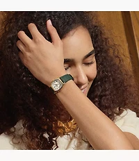 Harlow Three-Hand Croco Leather Watch