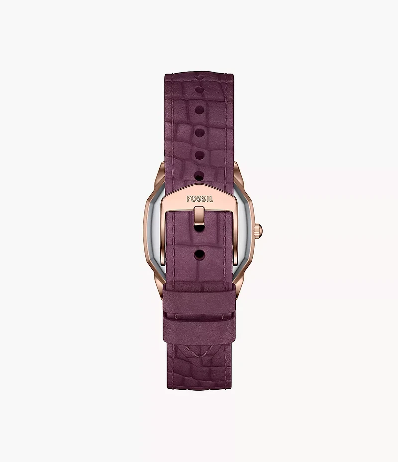 Harlow Three-Hand Burgundy Croco Leather Watch