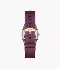 Harlow Three-Hand Burgundy Croco Leather Watch