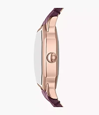Harlow Three-Hand Burgundy Croco Leather Watch