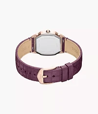 Harlow Three-Hand Burgundy Croco Leather Watch