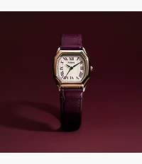 Harlow Three-Hand Burgundy Croco Leather Watch