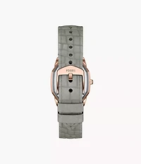 Harlow Three-Hand Gray Croco Leather Watch