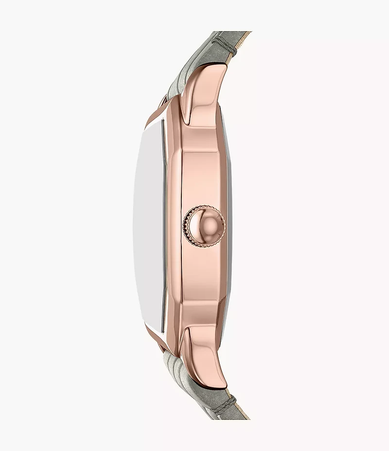 Harlow Three-Hand Gray Croco Leather Watch