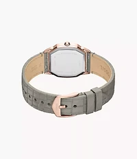 Harlow Three-Hand Gray Croco Leather Watch