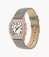 Harlow Three-Hand Gray Croco Leather Watch
