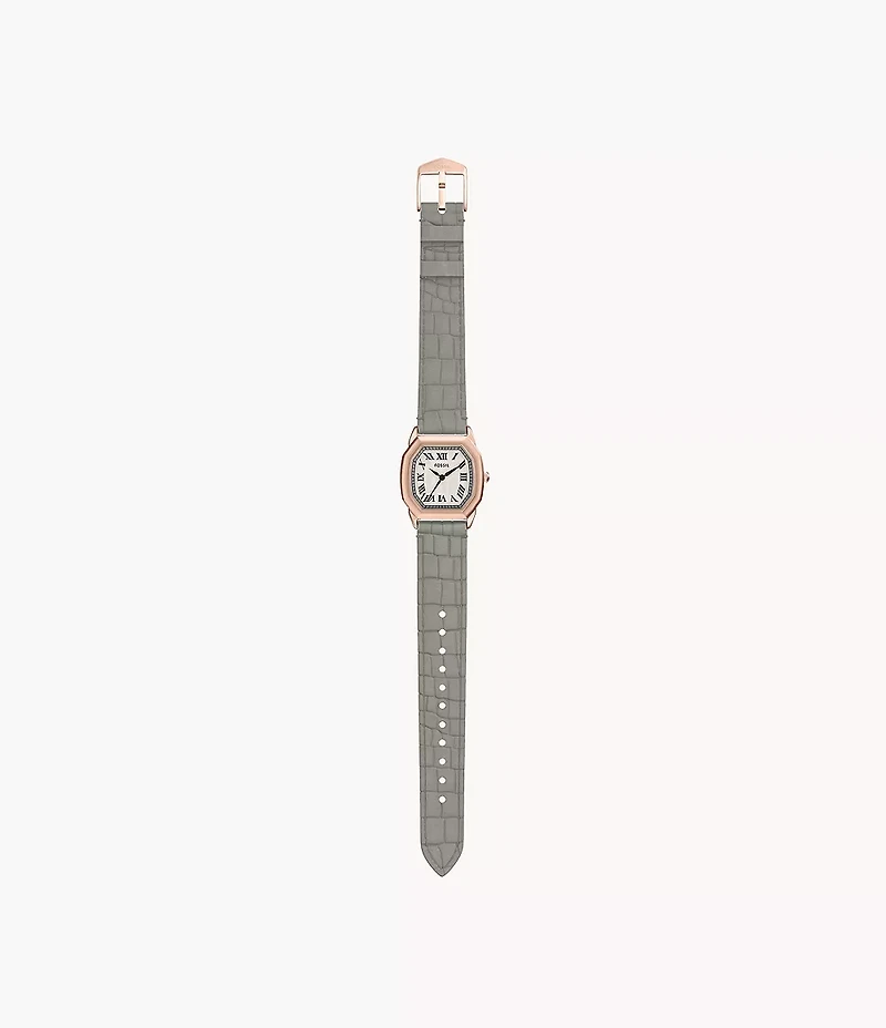 Harlow Three-Hand Gray Croco Leather Watch
