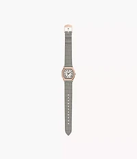 Harlow Three-Hand Gray Croco Leather Watch