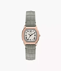 Harlow Three-Hand Gray Croco Leather Watch