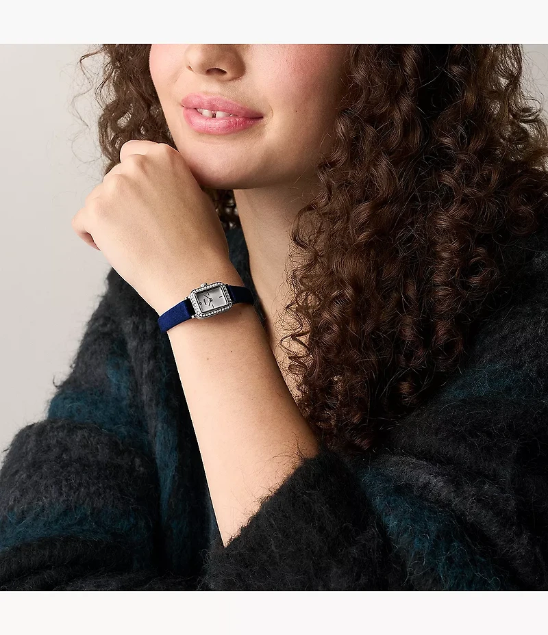 Raquel Two-Hand Blue Velvet Watch
