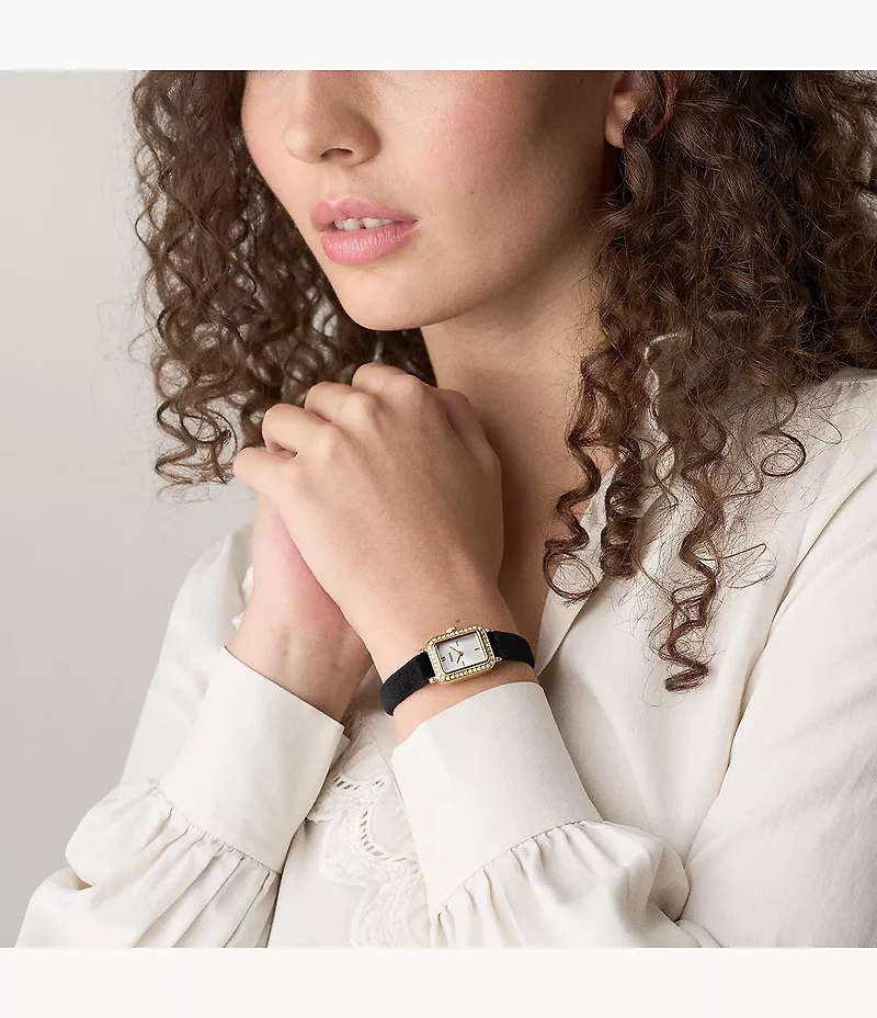 Raquel Two-Hand Black Velvet Watch