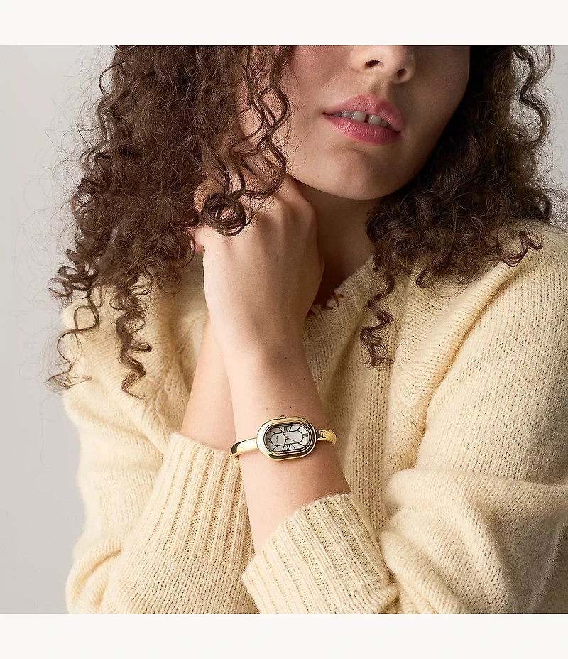 Sloan Three-Hand Gold-Tone Stainless Steel Bangle Watch
