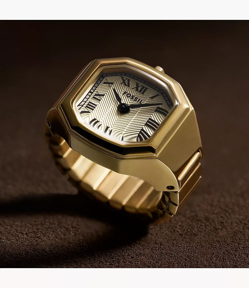 Harlow Watch Ring Two-Hand Gold-Tone Stainless Steel Watch
