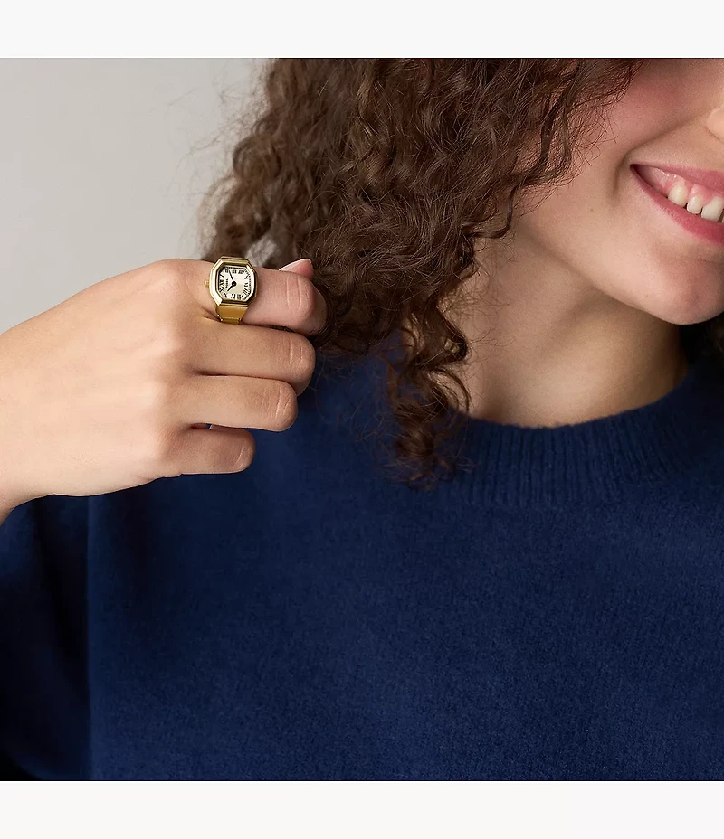 Harlow Watch Ring Two-Hand Gold-Tone Stainless Steel Watch