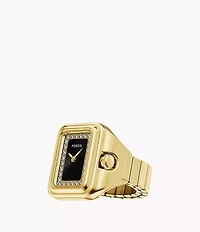 Raquel Watch Ring Two-Hand Gold-Tone Stainless Steel Watch