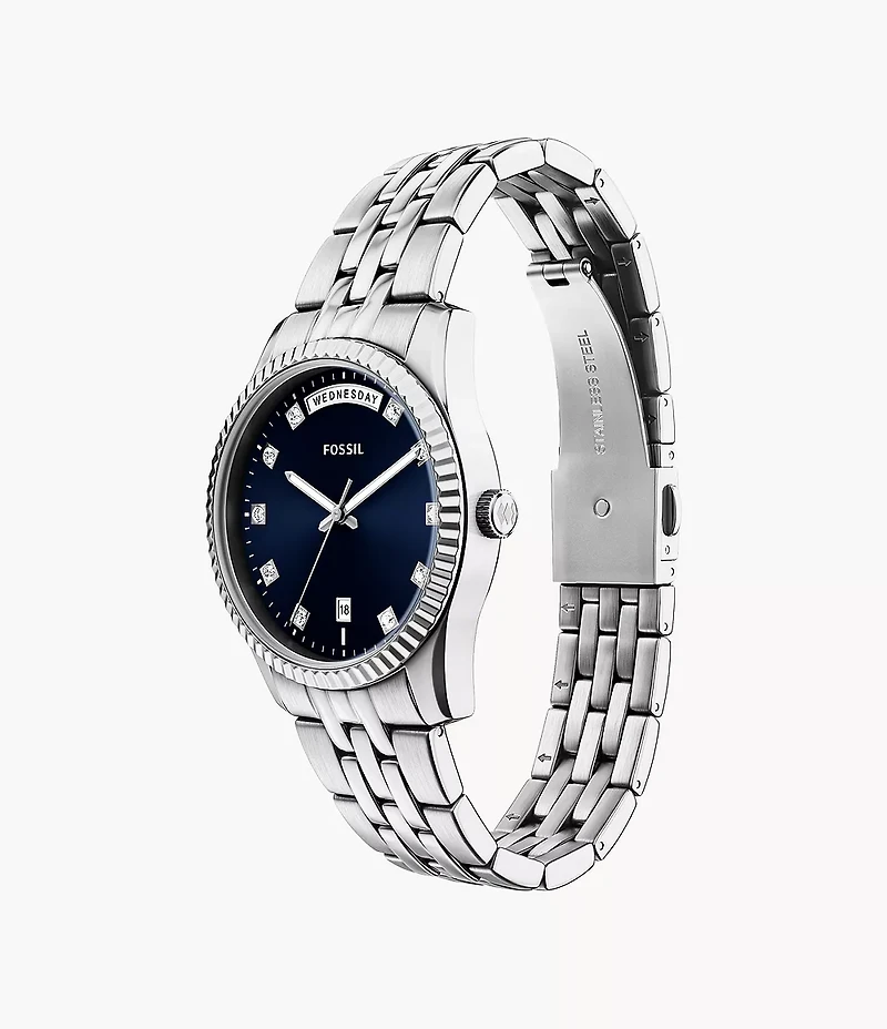 Scarlette Three-Hand Day-Date Stainless Steel Watch