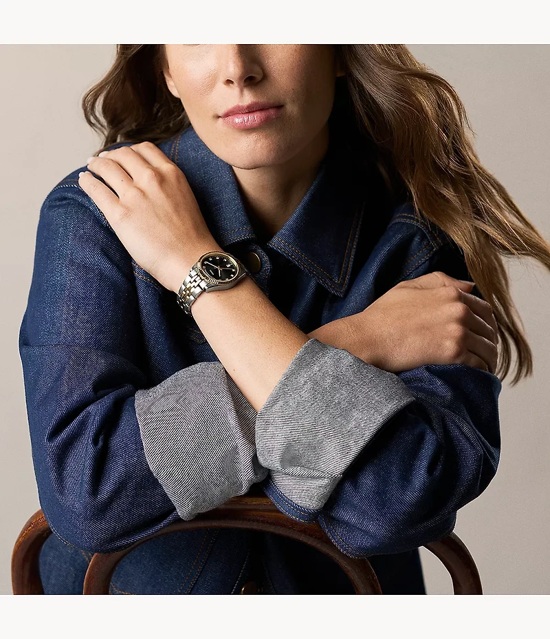 Scarlette Three-Hand Day-Date Two-Tone Stainless Steel Watch