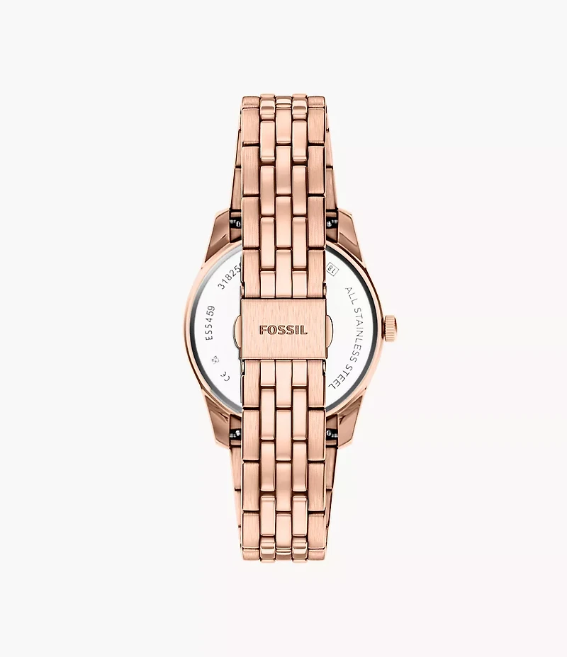 Scarlette Three-Hand Day-Date Rose Gold-Tone Stainless Steel Watch