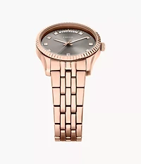 Scarlette Three-Hand Day-Date Rose Gold-Tone Stainless Steel Watch
