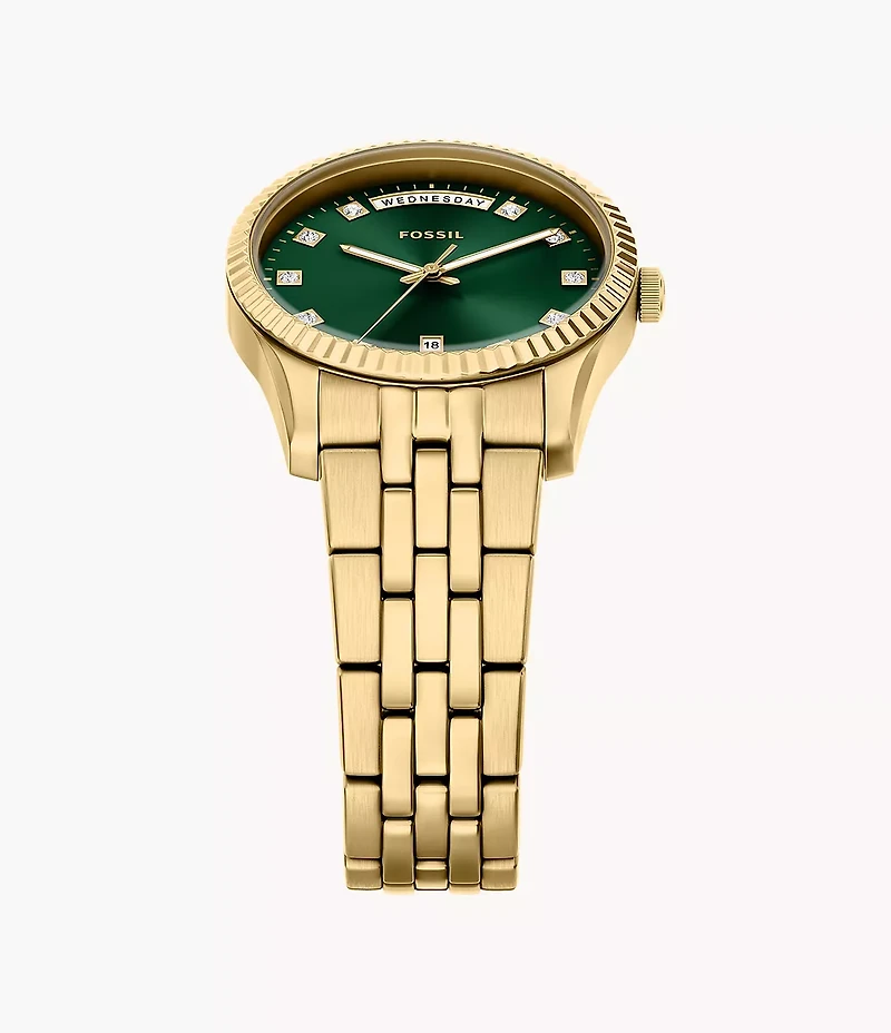 Scarlette Three-Hand Day-Date Gold-Tone Stainless Steel Watch