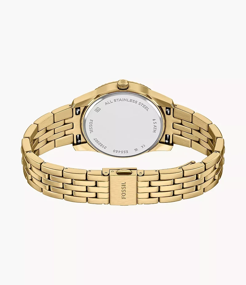 Scarlette Three-Hand Day-Date Gold-Tone Stainless Steel Watch
