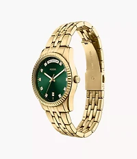 Scarlette Three-Hand Day-Date Gold-Tone Stainless Steel Watch