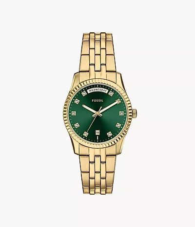 Scarlette Three-Hand Day-Date Gold-Tone Stainless Steel Watch