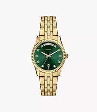 Scarlette Three-Hand Day-Date Gold-Tone Stainless Steel Watch
