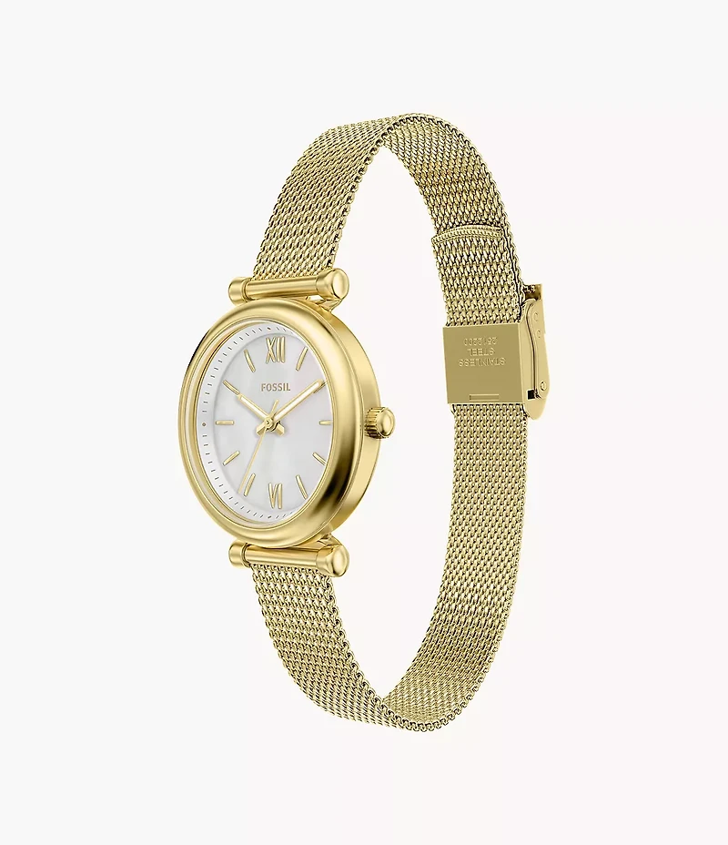 Carlie Mini Three-Hand Gold-Tone Stainless Steel Watch
