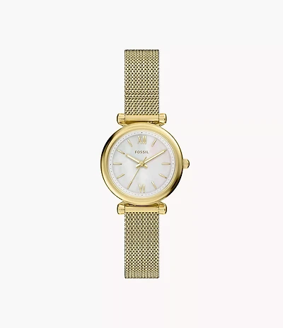Carlie Mini Three-Hand Gold-Tone Stainless Steel Watch