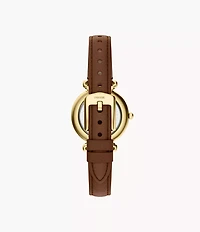 Carlie Mini Three-Hand Brown Leather Watch