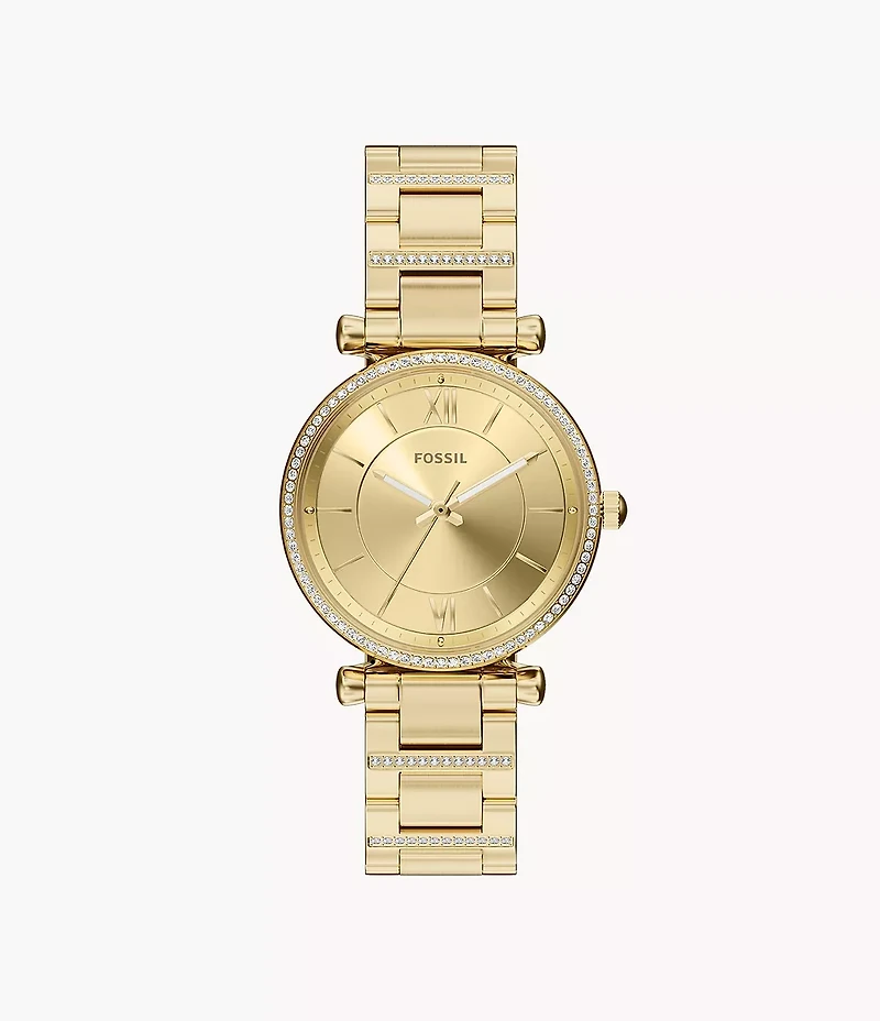 Carlie Three-Hand Gold-Tone Stainless Steel Watch