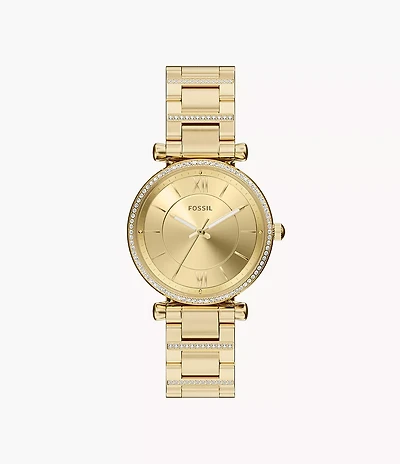 Carlie Three-Hand Gold-Tone Stainless Steel Watch