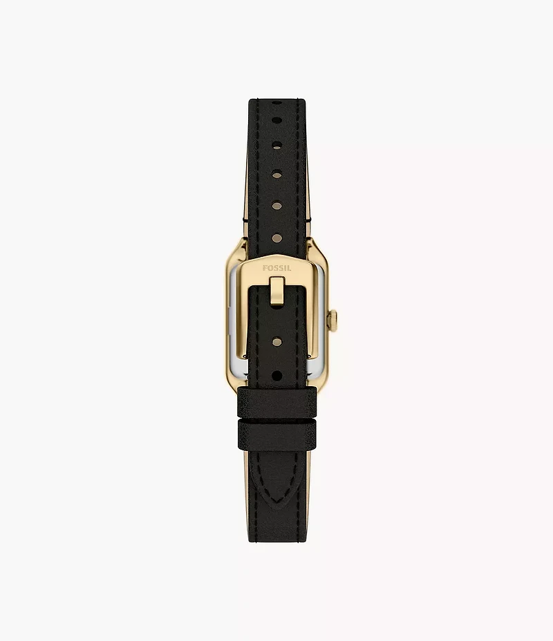 Raquel Mini Three-Hand Black Leather Watch