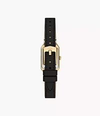 Raquel Mini Three-Hand Black Leather Watch