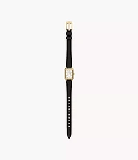 Raquel Mini Three-Hand Black Leather Watch