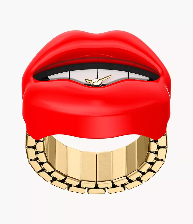 Watch Ring Two-Hand Gold-Tone Stainless Steel