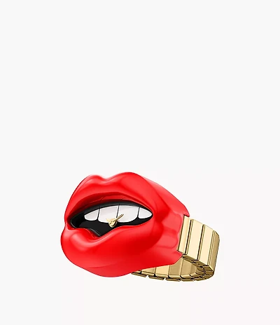 Watch Ring Two-Hand Gold-Tone Stainless Steel