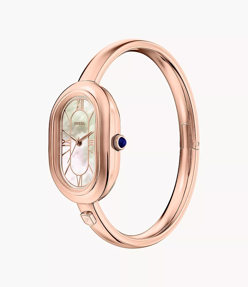 Sloan Three-Hand Rose Gold-Tone Stainless Steel Watch Bangle