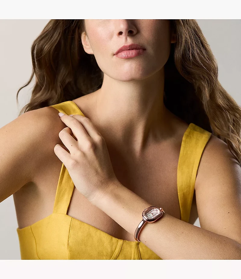 Sloan Three-Hand Rose Gold-Tone Stainless Steel Watch Bangle