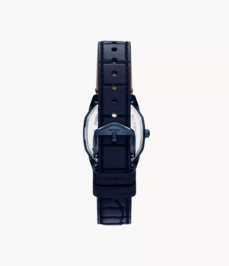 Harlow Three-Hand Navy Leather Watch