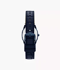 Harlow Three-Hand Navy Leather Watch