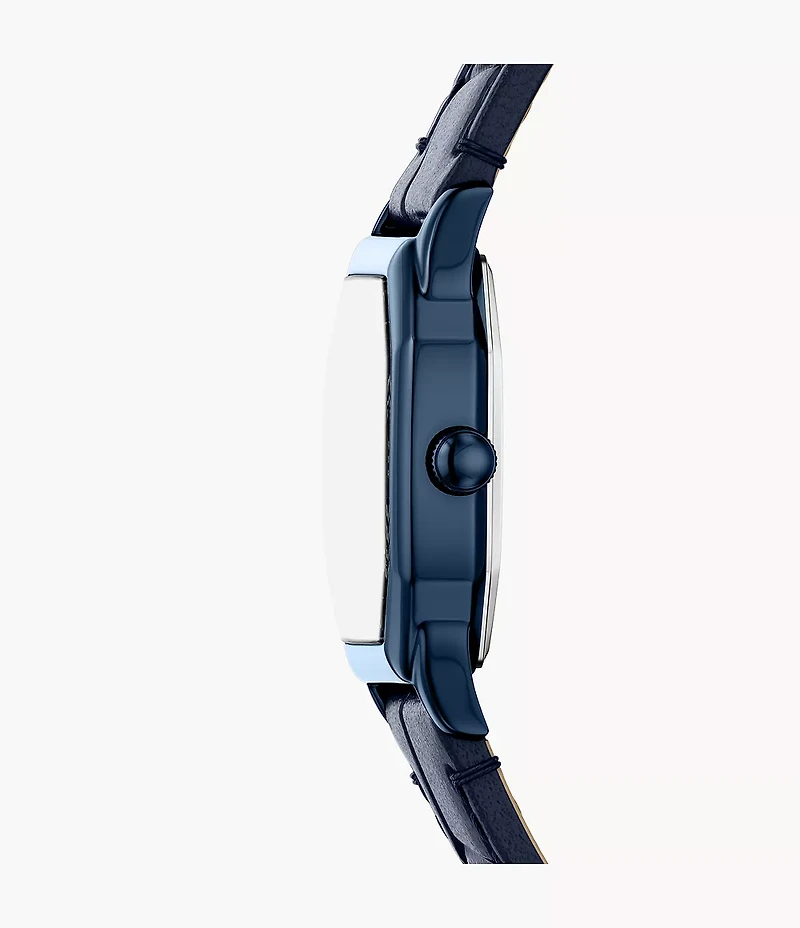 Harlow Three-Hand Navy Leather Watch