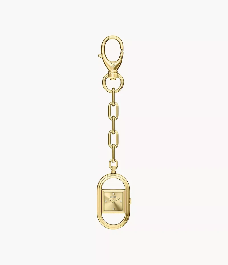 Watch Bag Charm Two-Hand Gold-Tone Alloy