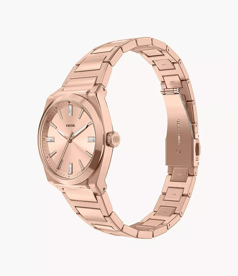 Everett 27mm Three-Hand Rose Gold-Tone Stainless Steel Watch