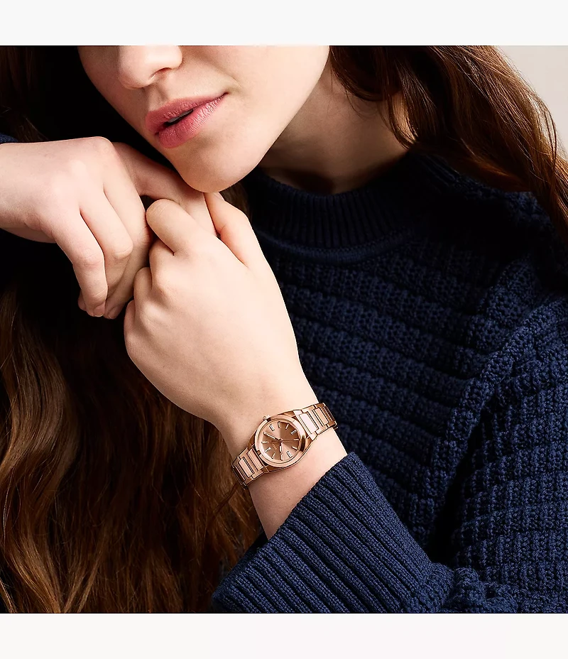 Everett 27mm Three-Hand Rose Gold-Tone Stainless Steel Watch
