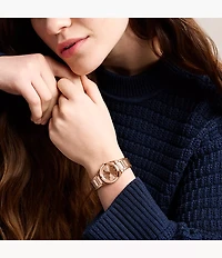 Everett 27mm Three-Hand Rose Gold-Tone Stainless Steel Watch