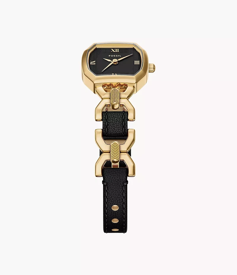 Harlow 22mm Three-Hand Leather and Gold-Tone Stainless Steel Watch