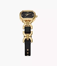 Harlow 22mm Three-Hand Leather and Gold-Tone Stainless Steel Watch
