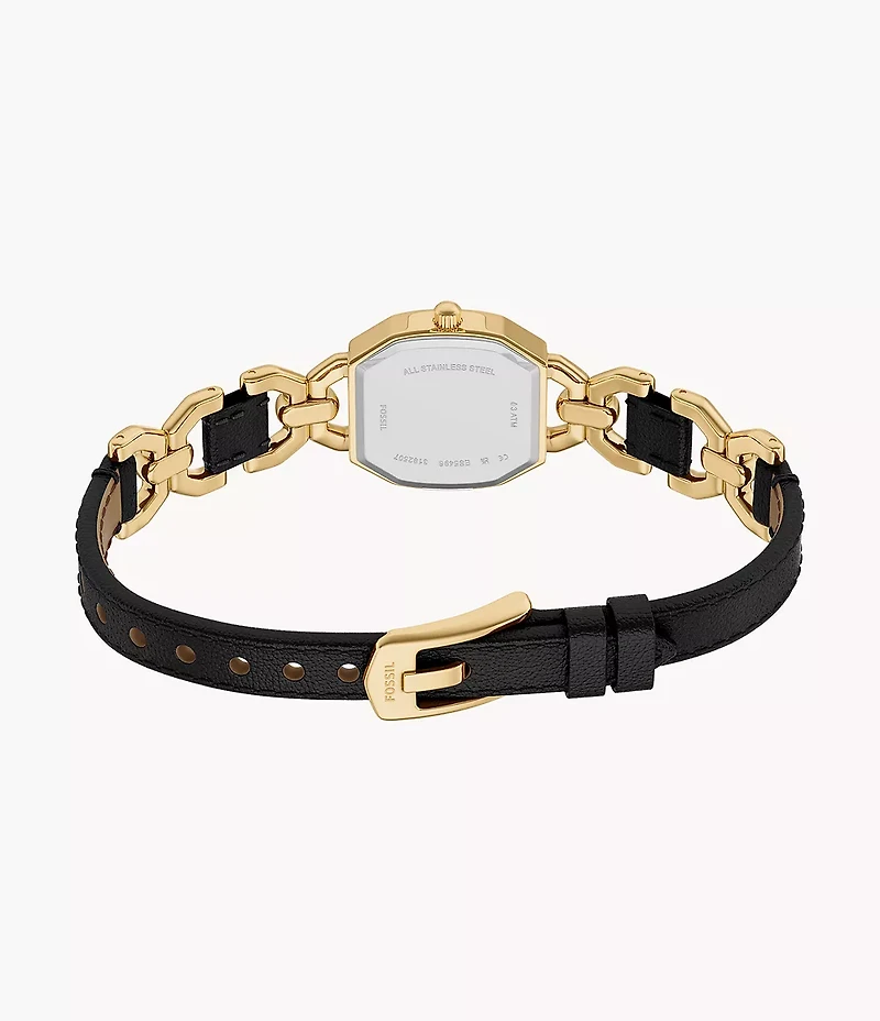 Harlow 22mm Three-Hand Leather and Gold-Tone Stainless Steel Watch